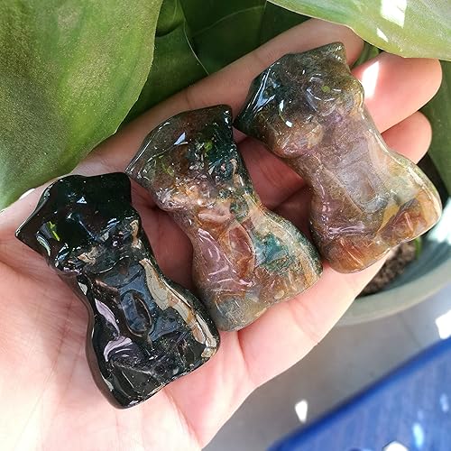 Miniatura 2 de Bacatgem Figura de cristal curativo de ágata india, escultura de figura femenina, 2 pulgadas, tallado, piedra de palmera, decoración de oficina