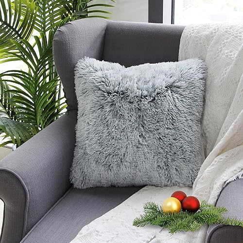 Uhomy - 2 paquetes de fundas de cojín decorativas para el hogar, piel sintética de felpa súper suave, serie de lujo, color degradado, para sofácama.