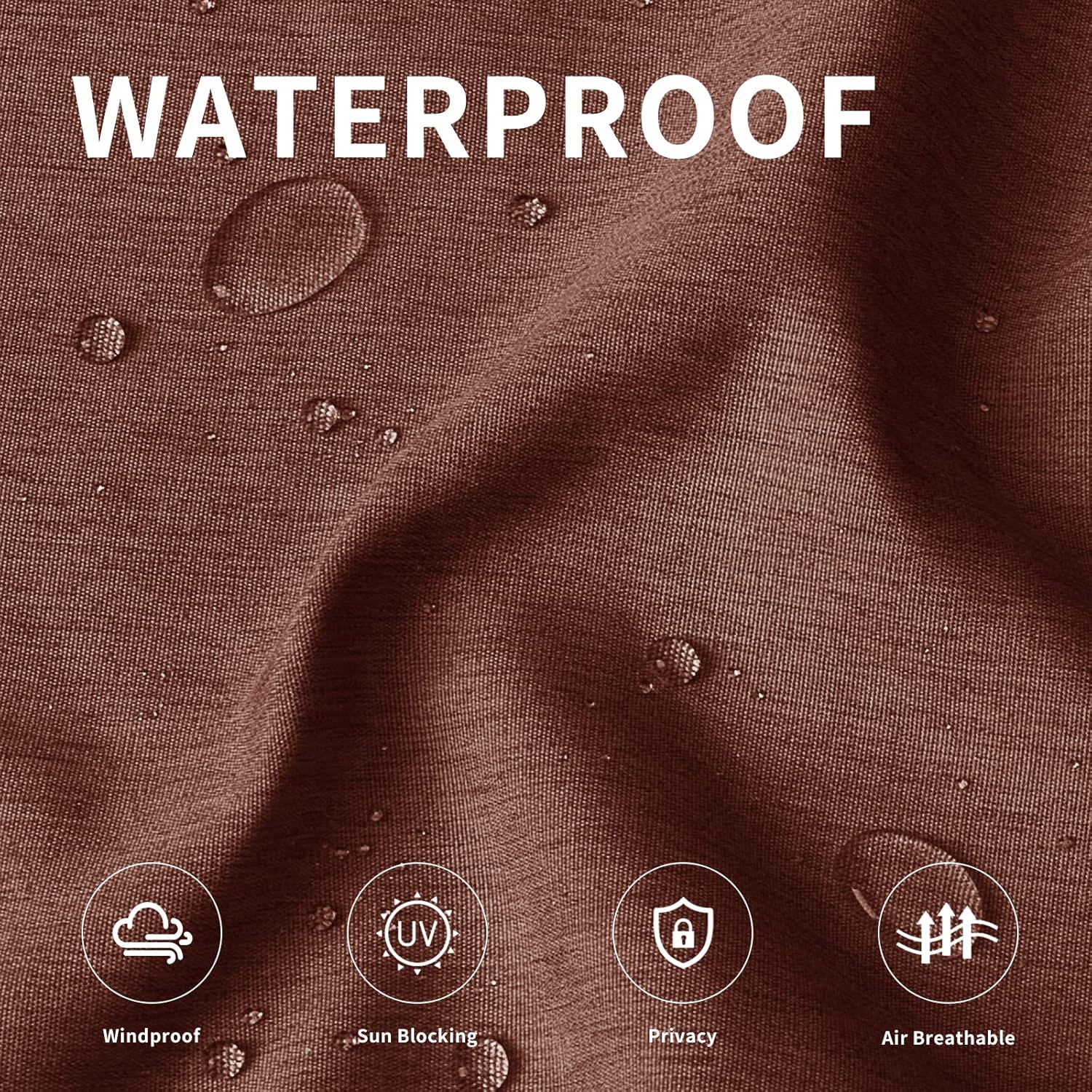 Easy-Going Linen Look Outdoor Curtains Waterproof Windproof Porch Curtains, Soft Thicken Outdoor Privacy Curtains for Patio, Gazebo, Grommet Top and Tab Bottom Drape, 1 Panel, 110x96 inch, Terra Red