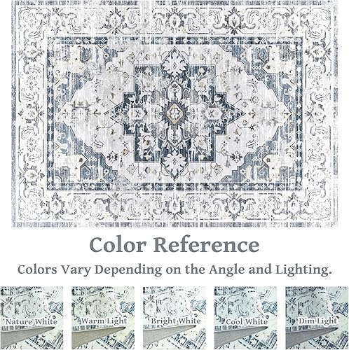 Miniatura 4 de 3x5 Area Rugs - Machine Washable Rugs for Living Room, Area Rug with Non-Slip Backing, Stain Resistant Vintage Medallion Rug for Bedroom, Ultra-Thin