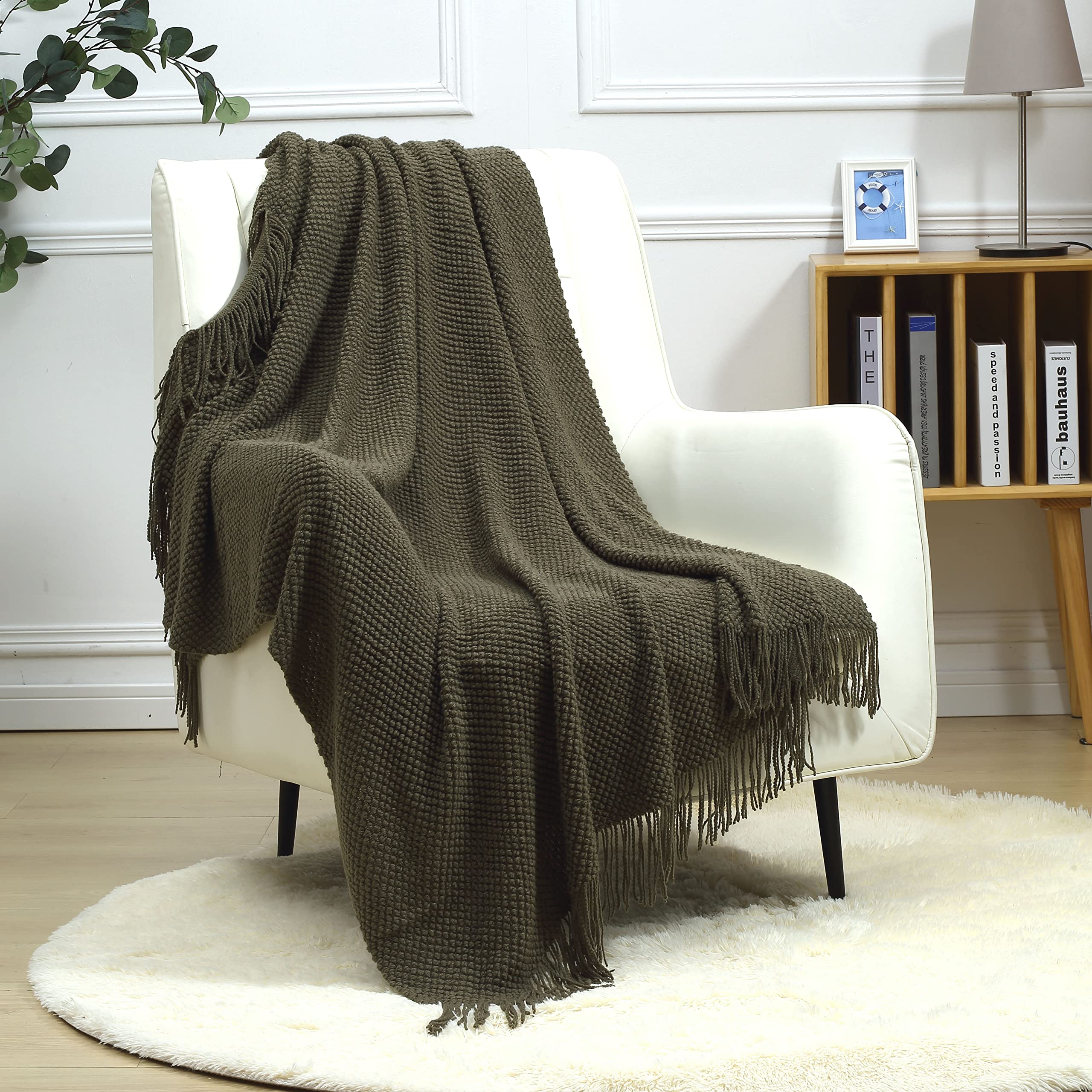 CREVENT Knitted Decorative Throw Blanket