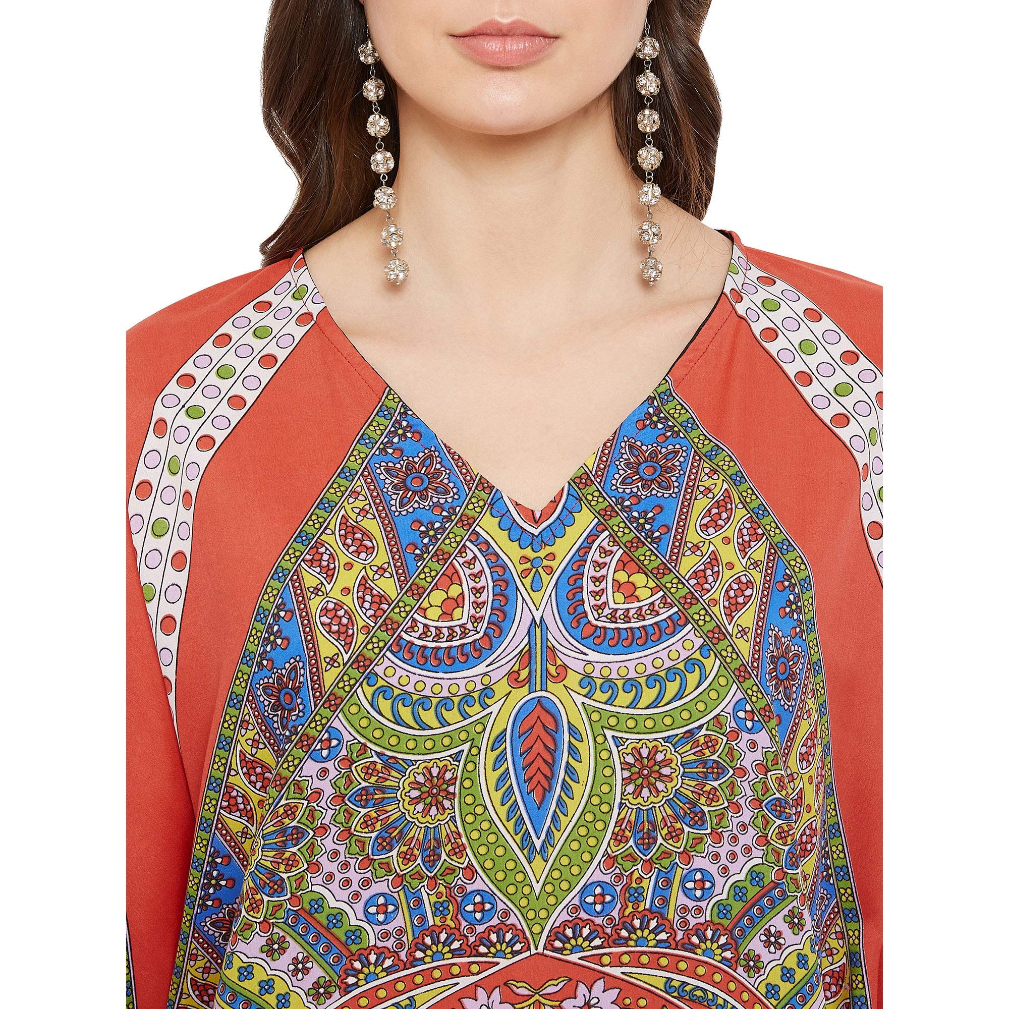 Gypsie Blu Paisley Print Kaftan para las mujeres Poliéster Caftán Vestido Kimono Manga Plus Size Beach Maxi Vestidos - - talla única Más