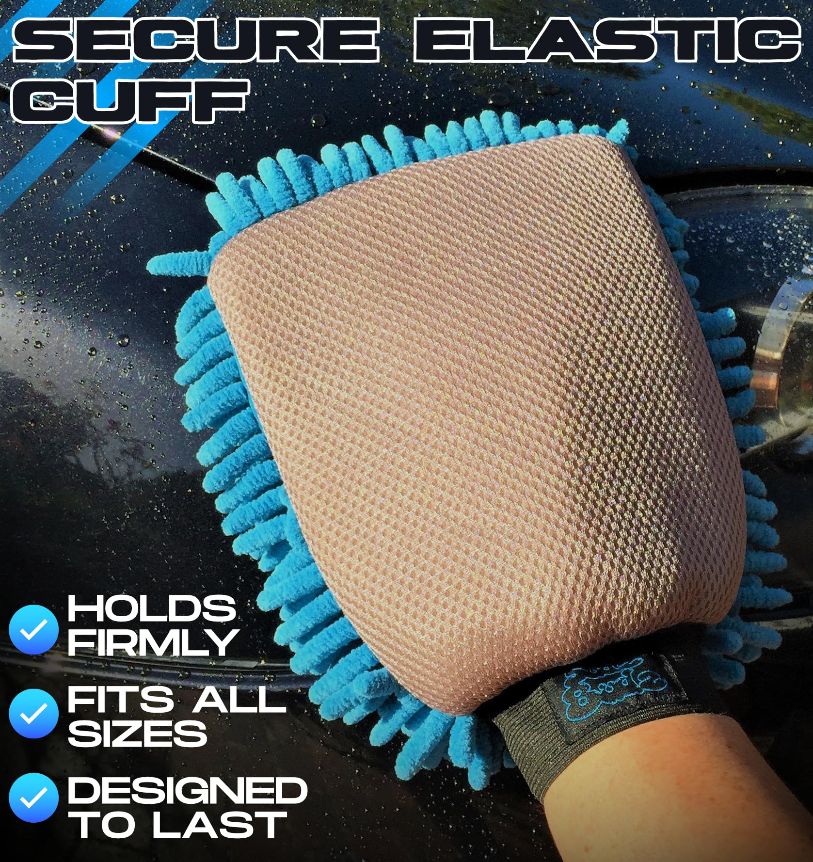 Guanto da Autolavaggio in Microfibra Ultra Morbida 2 pezzi | 2 in 1 per Scrubbing, Dettaglio, Lavaggio, Spolveratura. Lavaggio e Dettagli Senza Graffi per la Cura dell'Esterno dell'Auto