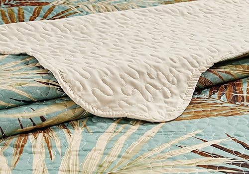 Miniatura 3 de Masterplay Juego de edredón de 3 piezas con estampado fino de hojas de palma tropicales de gran tamaño (115 x 95 pulgadas), cubrecama tamaño King