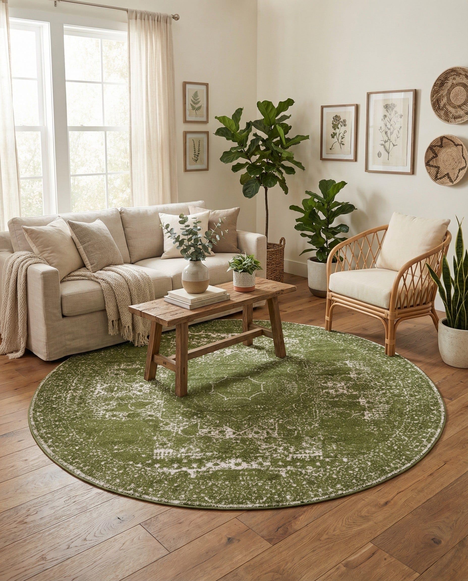 Amazon.com: Rugs.com Dover Collection Rug – 8 Ft Round Green Low