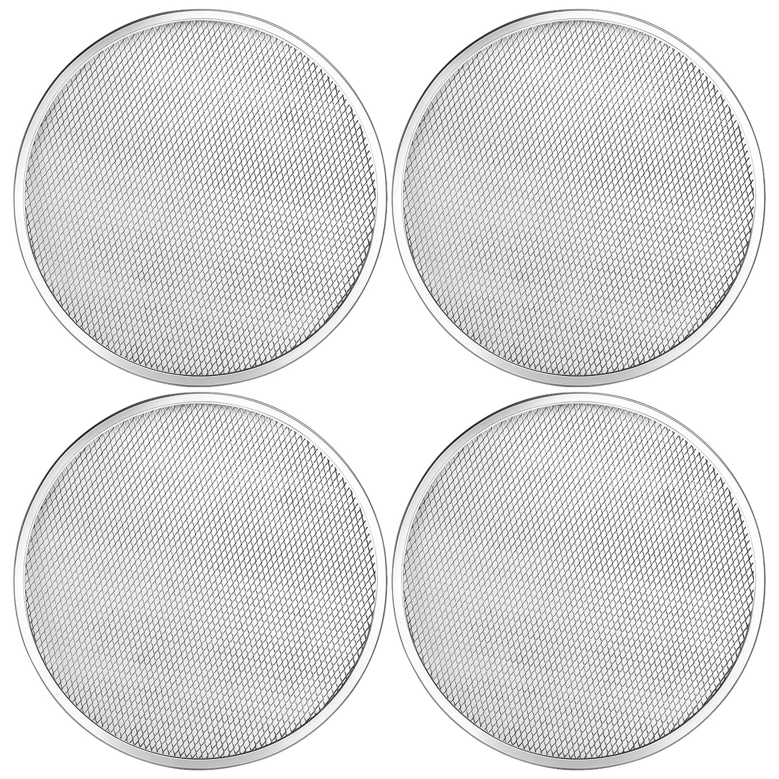 4 Stk. Pizza-Screen 12 Zoll / 30,5 cm, Aluminium-Pizzablech, Pizza-Backblech mit Diamond-Mesh-Design, Pizzablech für den Ofen, Pizzaform zum Backen, Rösten und Grillen