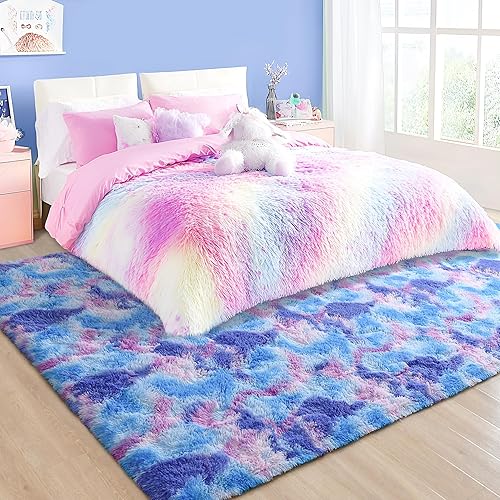 Miniatura 218 de Tepook - Alfombra súper suave y peluda para dormitorio, alfombras modernas peludas para niños para sala de estar, alfombra de felpa