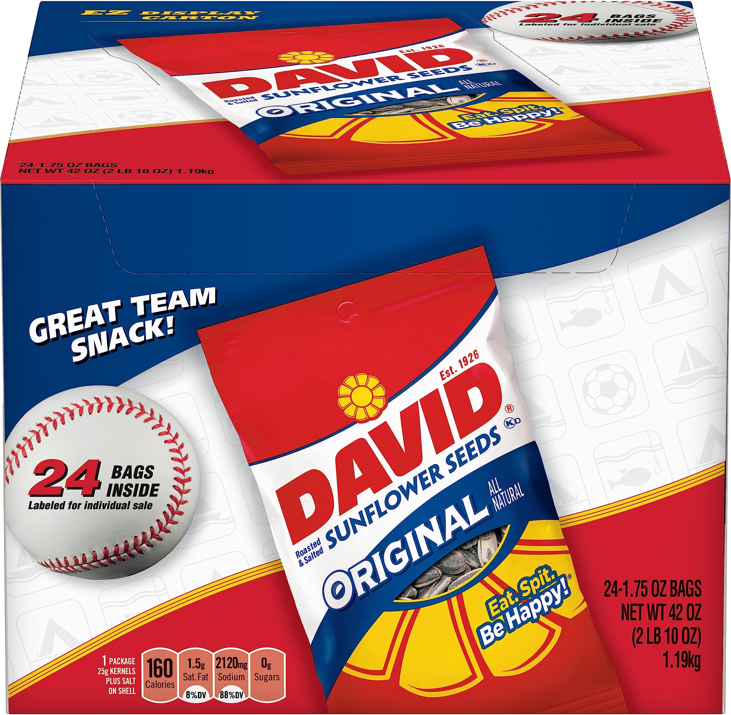 David Seed SunFlower Seeds, Original, 36 Count (Pack of 1