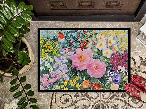 Miniatura 2 de Caroline's Treasures SASE0956JMAT - Tapete de invierno floral por Anne Searle para puerta delantera, 24 x 36 pulgadas, para interiores y exteriores
