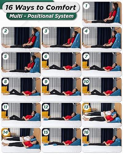 Miniatura 7 de Lunix Juego de 4 almohadas ortopédicas de cuña para cama, espuma viscoelástica poscirugía para aliviar el dolor de espalda, piernas y rodilla,