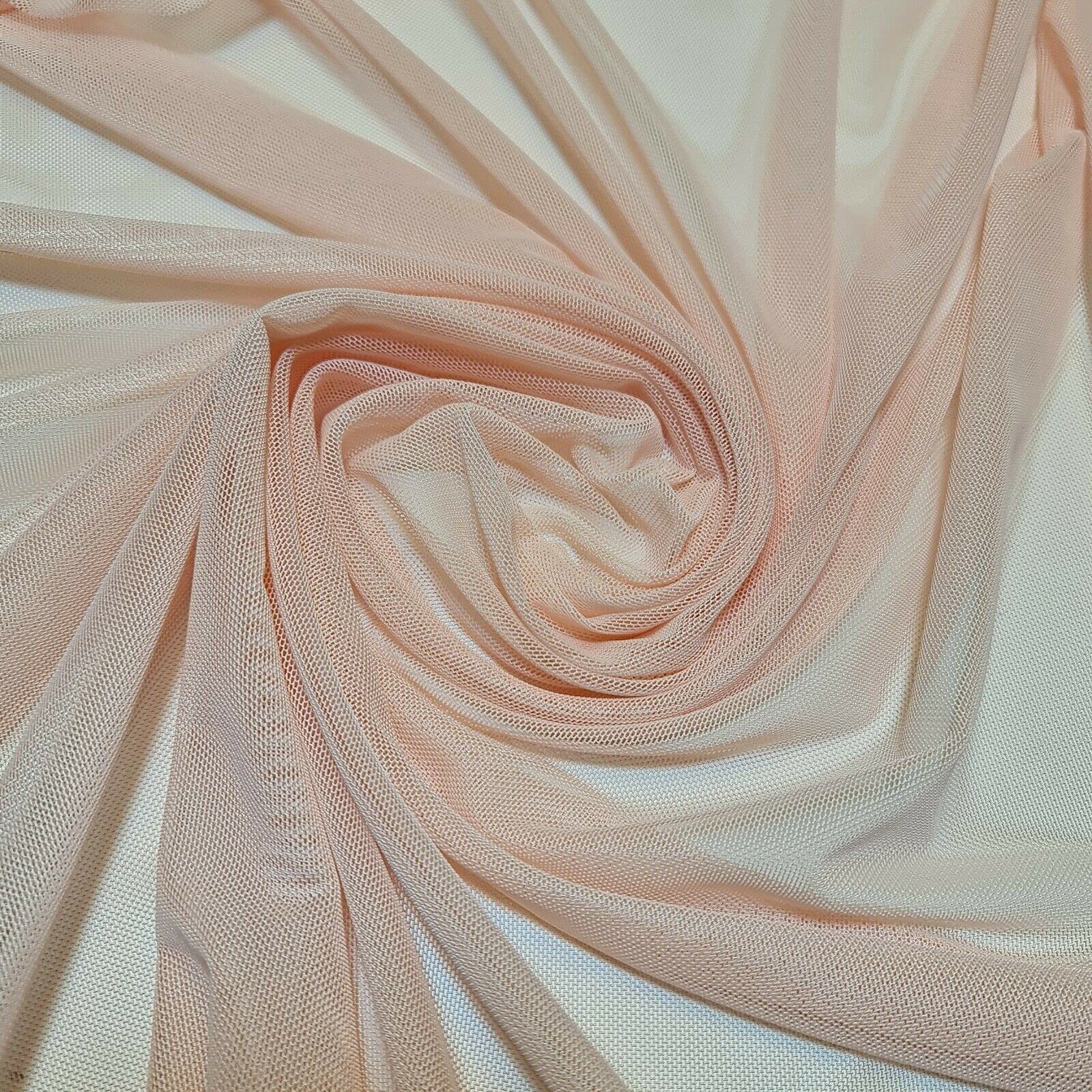 LP Power Net Fabric Premium Sheer 4 Way Stretch Mesh Lining Dressmaking Material 58" Wide by The Meter UK (5 Meter, Peach)