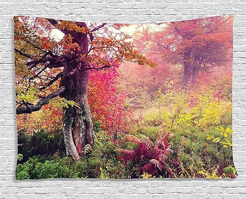 Miniatura 316 de Ambesonne Tapiz gótico, patio con hiedra encantada en la puerta antigua al bosque, colgante de pared ancho para dormitorio, sala de estar, 2-Verde