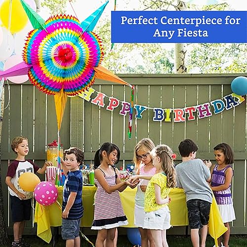 Miniatura 6 de Piñata mexicana grande de 32 pulgadas, auténtica piñata plegable hecha a mano, piñatas de estrella para fiesta de cumpleaños, piñata mexicana para