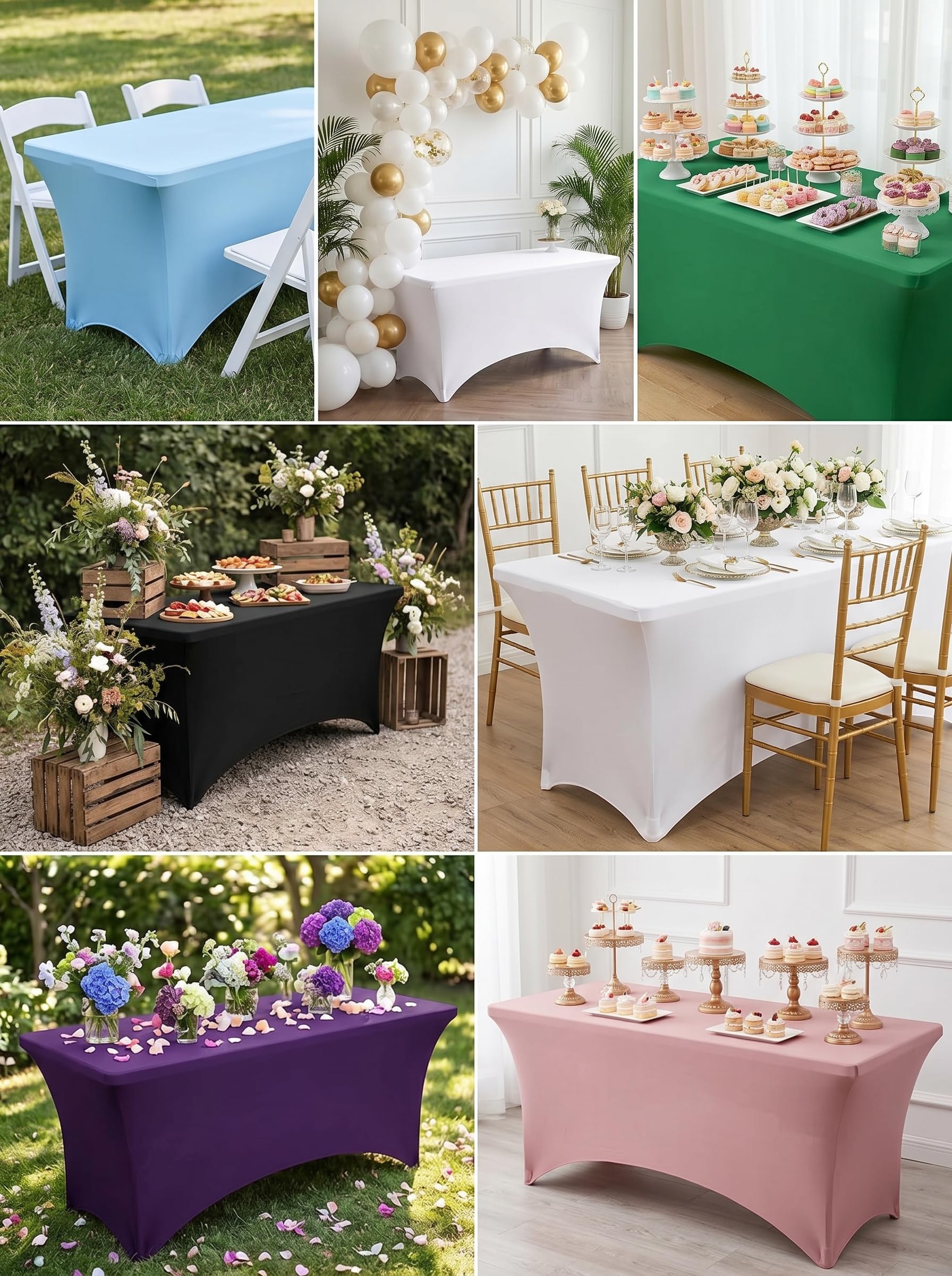 Utopia Kitchen Tovaglia Estensibile [6 Piedi, 183 cm] Copritavolo in Poliestere e Spandex - Lavabile in Lavatrice e Resistente alle Pieghe per Eventi e Feste (Confezione da 2, Nero)