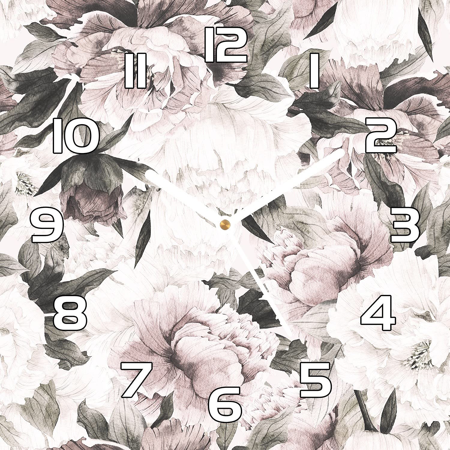 Horloge en verre pivoines 30x30 cm horloge murale cuisine et salon