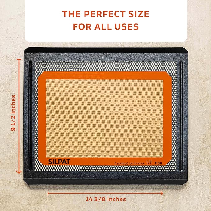 Silpat Premium Non-Stick Silicone Baking Mat, Petite Jelly Roll Size, 8-1/4 x 11-3/4, AE295205-01,Orange