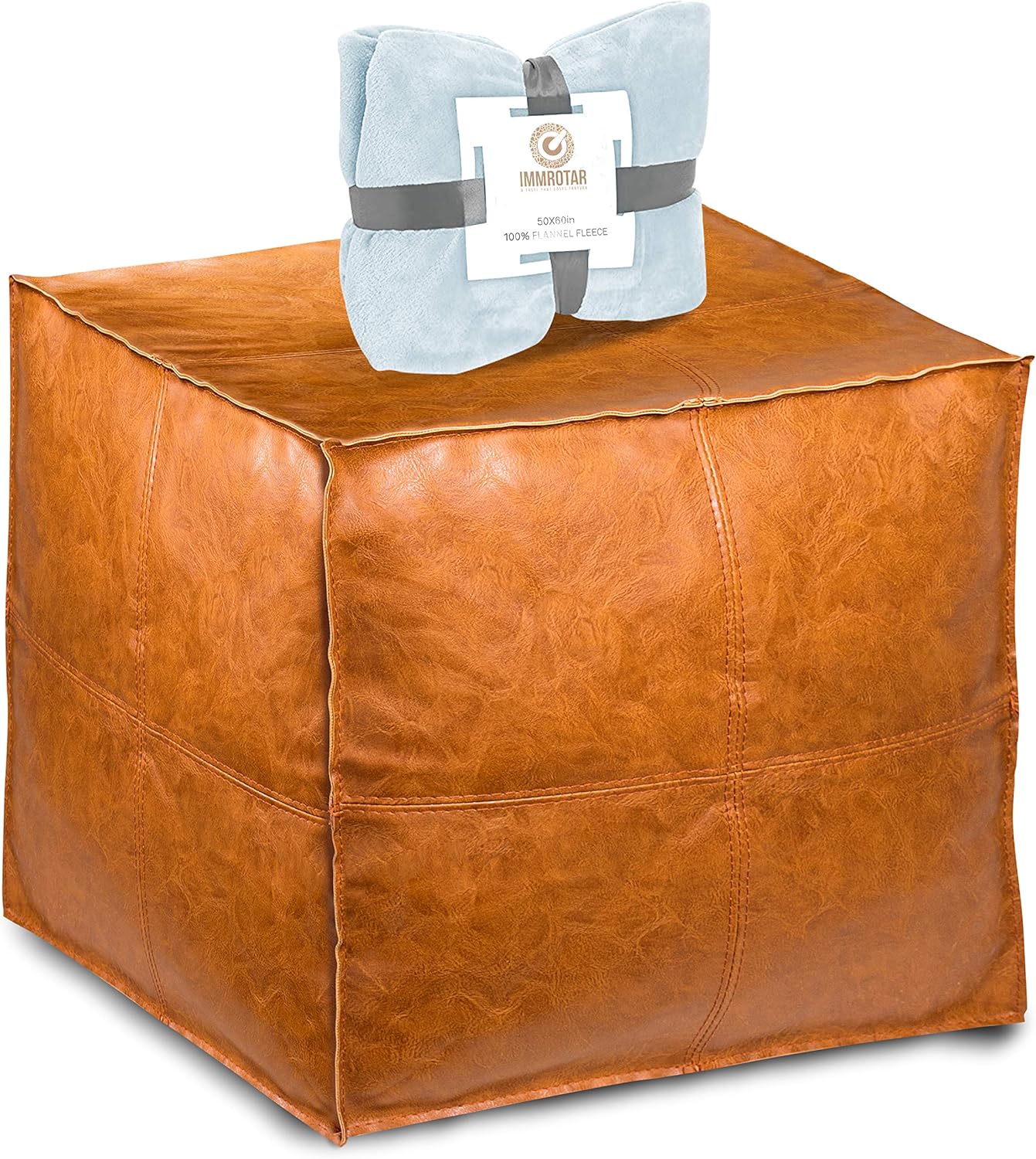 IMMORTAR Unstuffed Handmade Leather Pouf 17.7x17.7x17.7