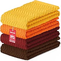 DecorRack 100% Cotton Absorbent Kitchen Towels 15x25 Inch 400 GSM Fall Set Pack of 4 Dish Cloths