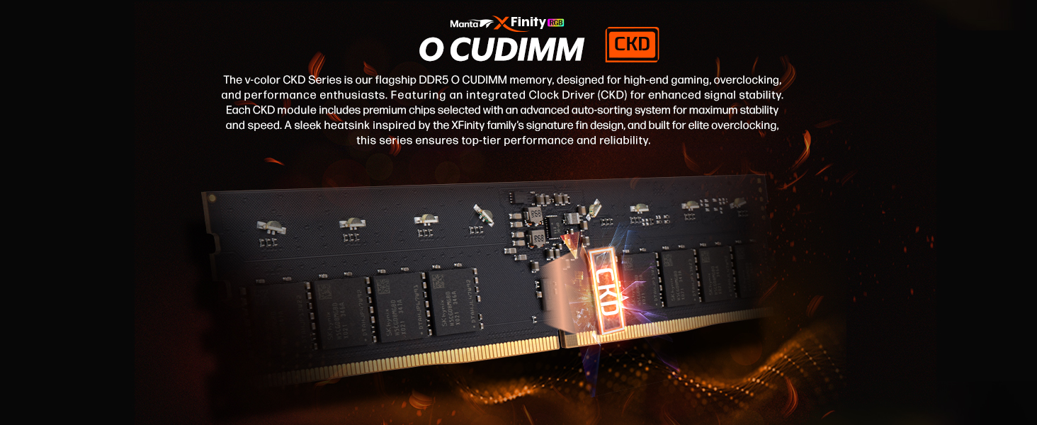 Manta SCC 2+2 KIT 32GB DDR5 メモリー V-Color DDR5 SCC 2+2 KIT Manta XFinity 32GB(16GBx2) 8000MHz CUDIMM