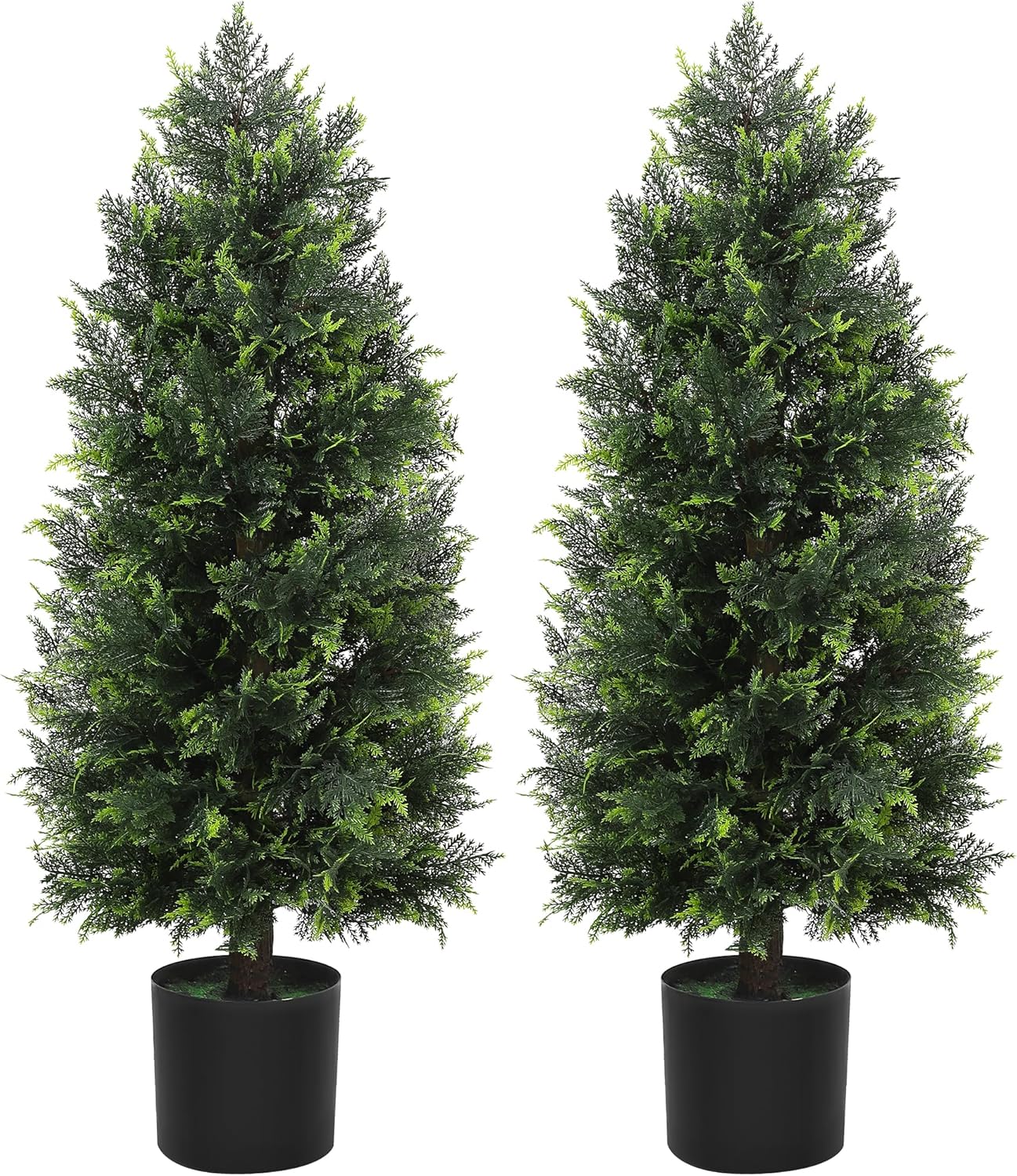 3FT Artificial Topiary Cedar Tree, Christmas Tree Artificial Cedar Pine Tree Potted UV Rated Plant, Fake Plants Tall Artificial Plants Shrubs for Home Decor, Perfect Housewarming Gift (1, 3FT) 9in 1