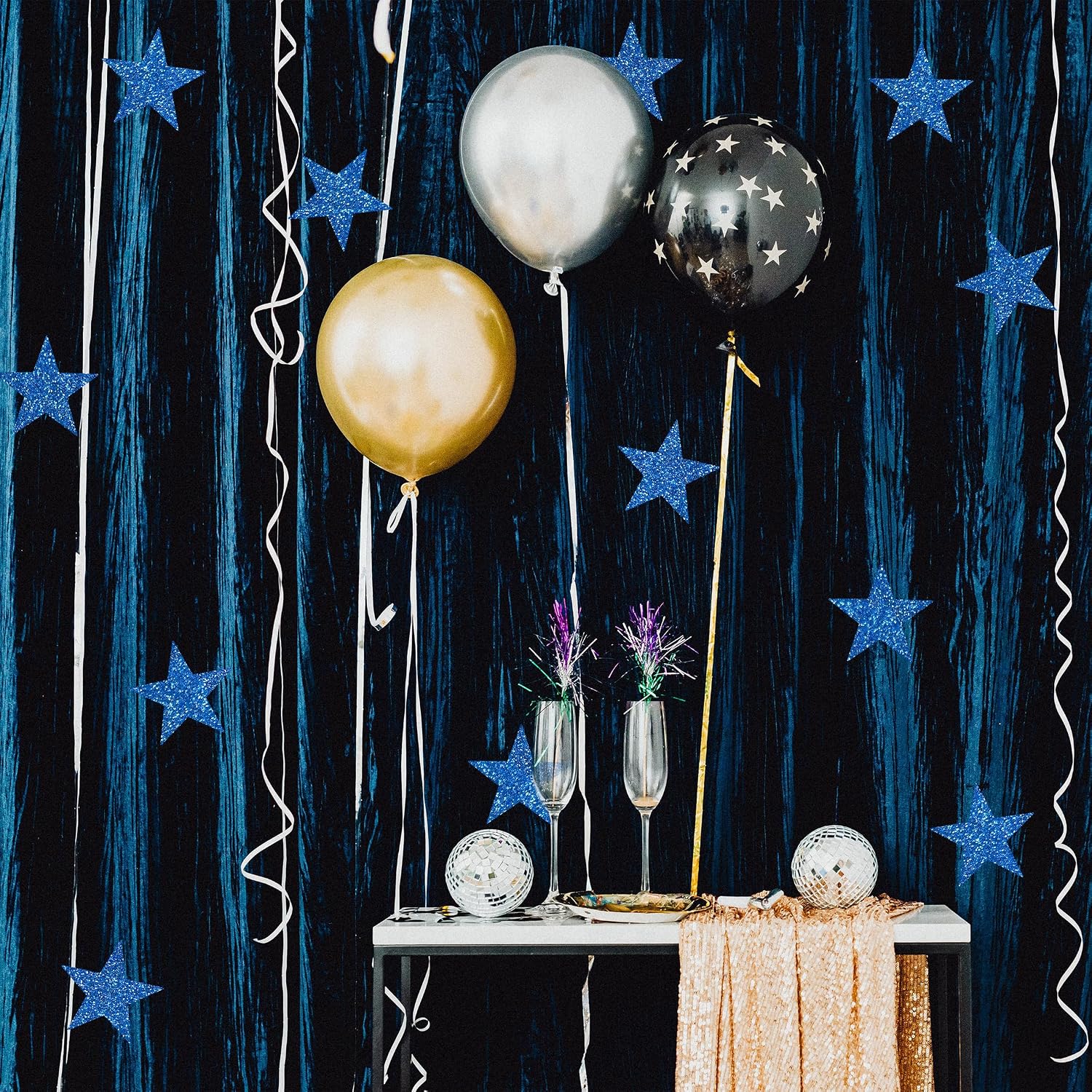 Blue Star Cutouts, 80 PCS Stars Cardboard Cutout Glitter Star Decorations Paper Star Decor for 4th of July Bulletin Board Classroom Office Decorations (6in)