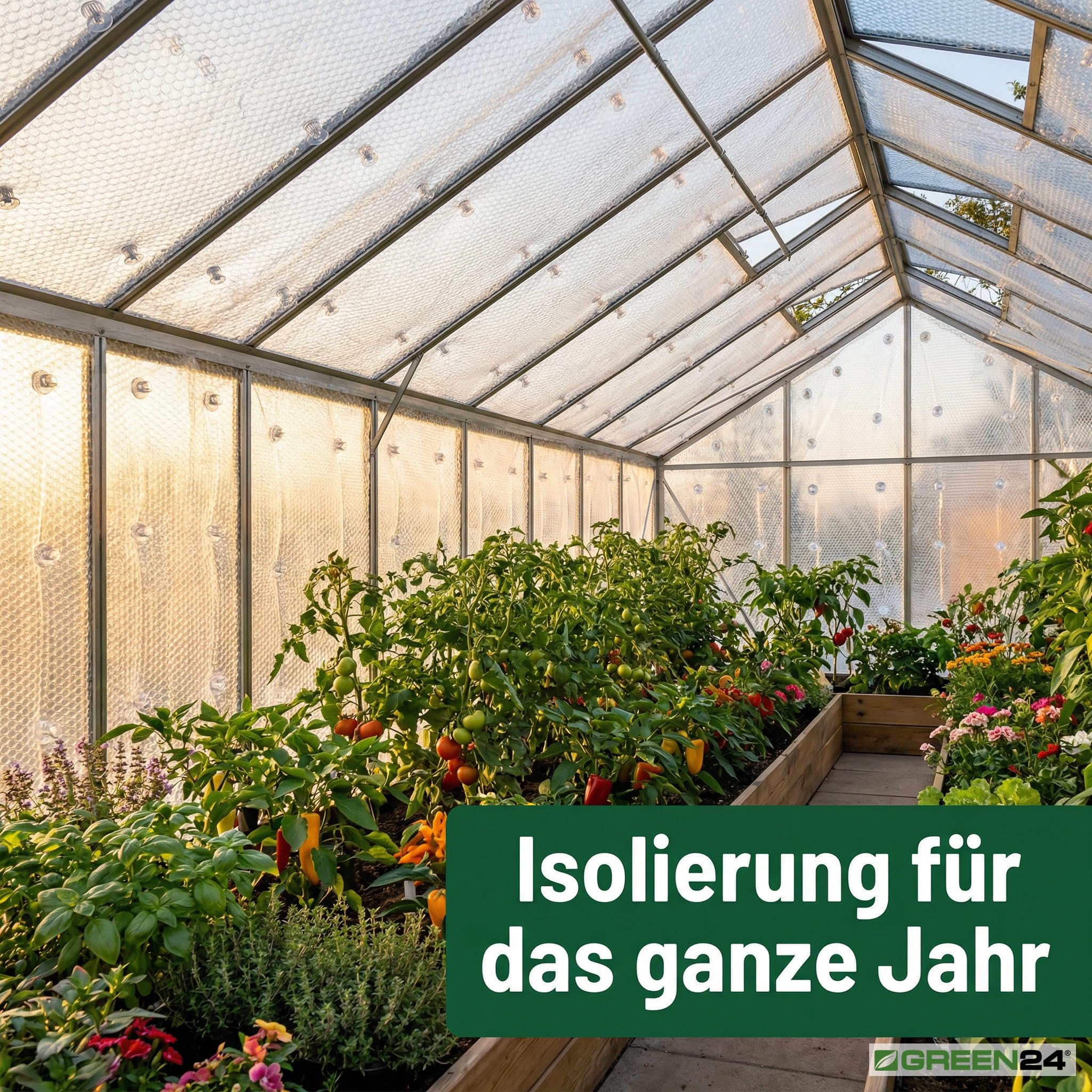 Noppenfolie Luftpolsterfolie 10m (15m2) GREEN24 PRO3 Frostschutz, Windschutz und Winterschutz, Isolierung und Wärmeschutz, Frostschutzfolie für Haus und Garten