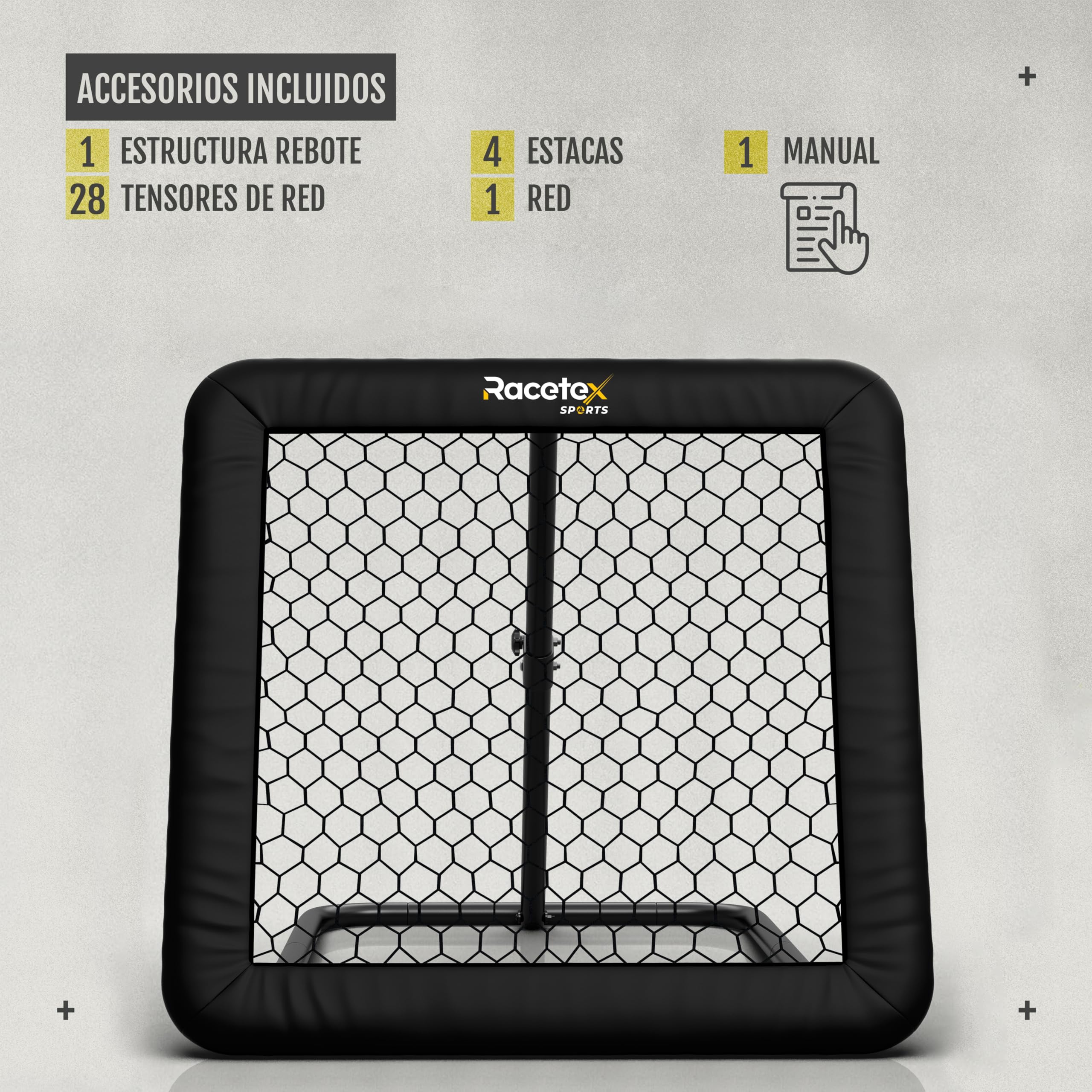 Racetex Fútbol Rebounder Negro Acero Inoxidable