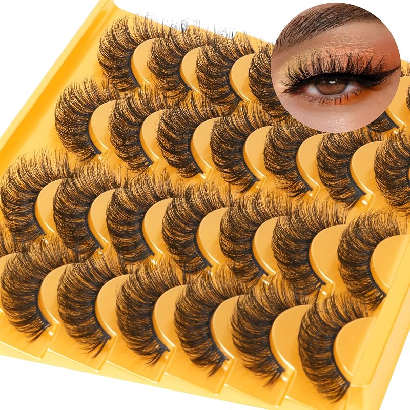 Cílios postiços estilo cat eye 15 mm, acabamento fosco, fibras sintéticas, 14 pares TNFVLONEINS