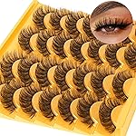 Natural False Eyelashes Wispy Mink Lashes 15mm Cat Eye Lashes Pack Natural Look 3D 14 Pairs Fake Eyelashes by TNFVLONEINS