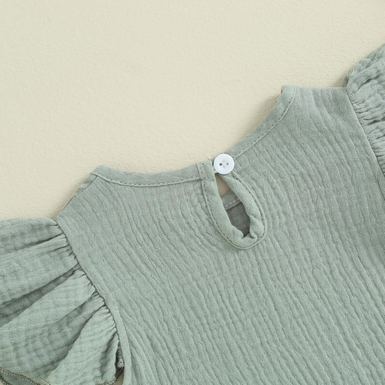 Newborn Infant Baby Girl Fly Sleeve Solid Ruffle Romper Bubble Bodysuit Jumpsuit Casual Clothes One Piece Outfit - Image 5