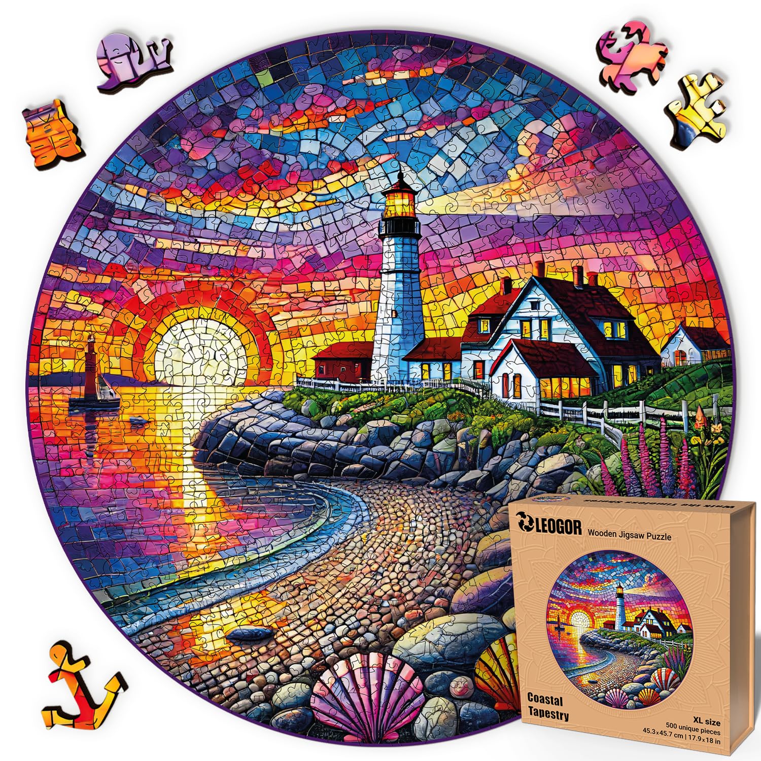 Amazon.com: LEOGOR Coastal Tapestry Wooden Jigsaw Puzzle 500