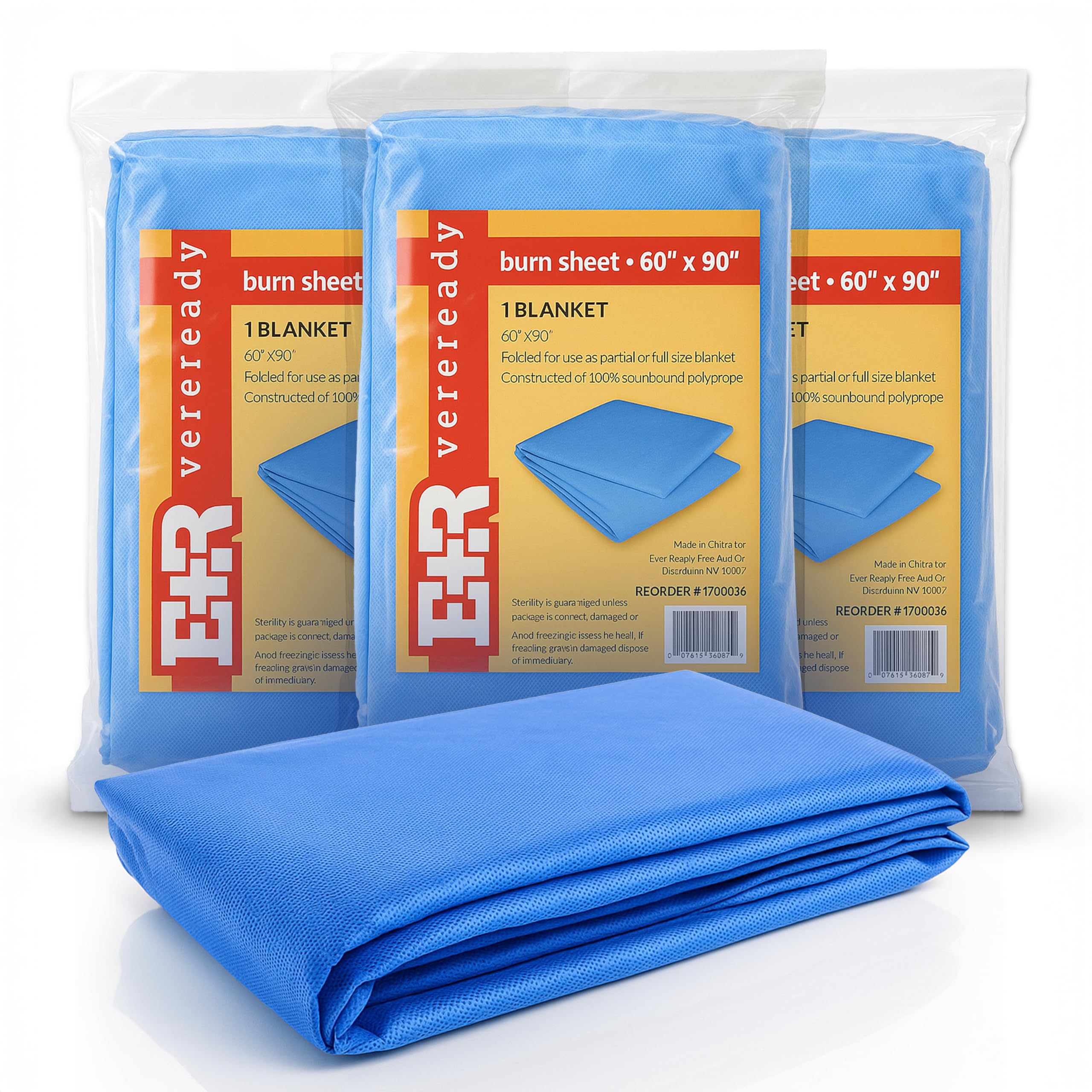 Ever Ready First Aid Sterile Burn Sheet Blanket – 60”x 90” (3 Count)
