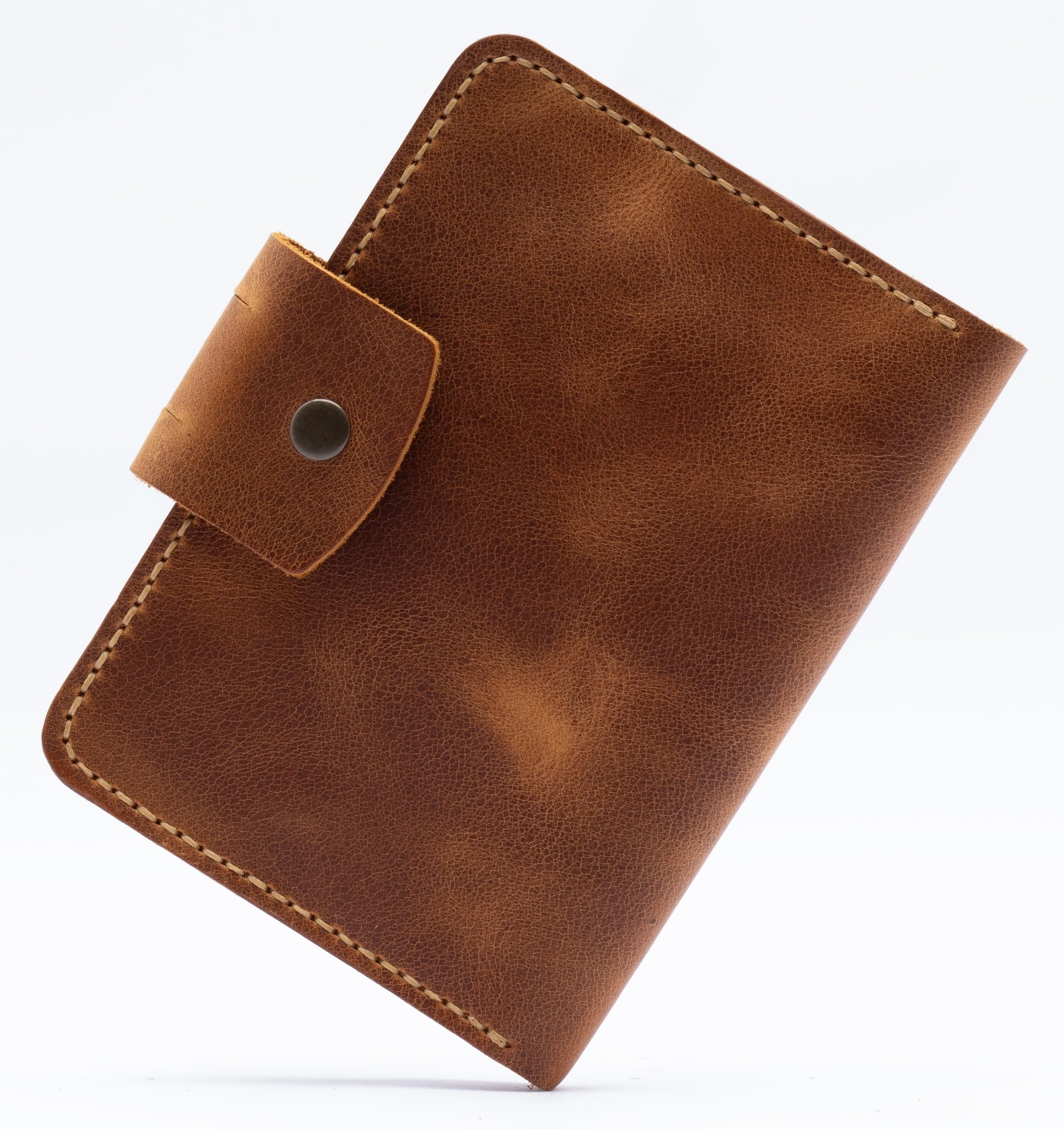 Funda de piel hecha a mano para pasaporte, cartera y tarjetero, Camello, Funda de piel auténtica