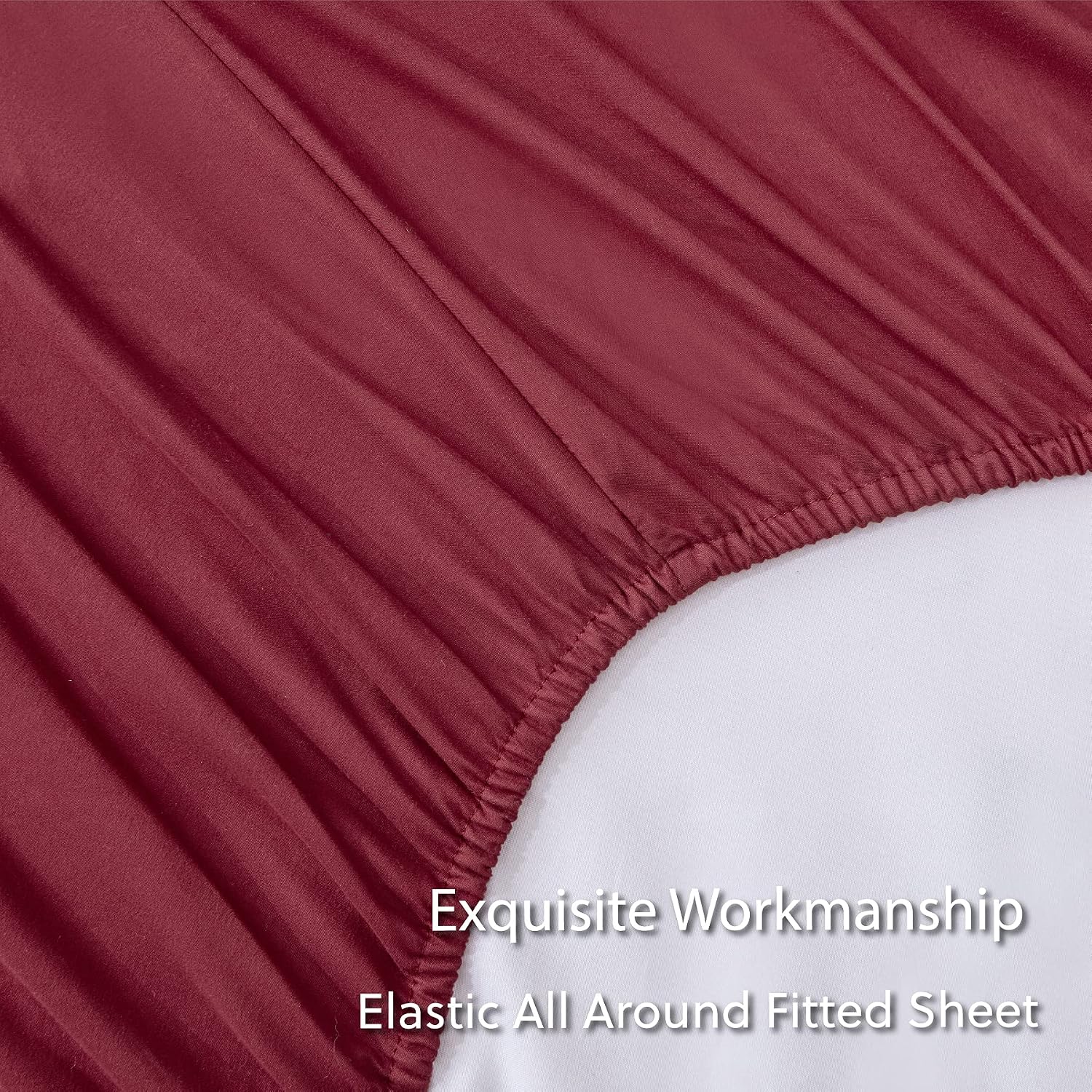 Bedsure Twin Size Sheets Set 4 PC - Deep Pocket Bed Sheets Twin Soft Brushed Microfiber, 1800 Hotel Luxury Bed Sheets Set, Wrinkle and Fade Resistant, Burgundy