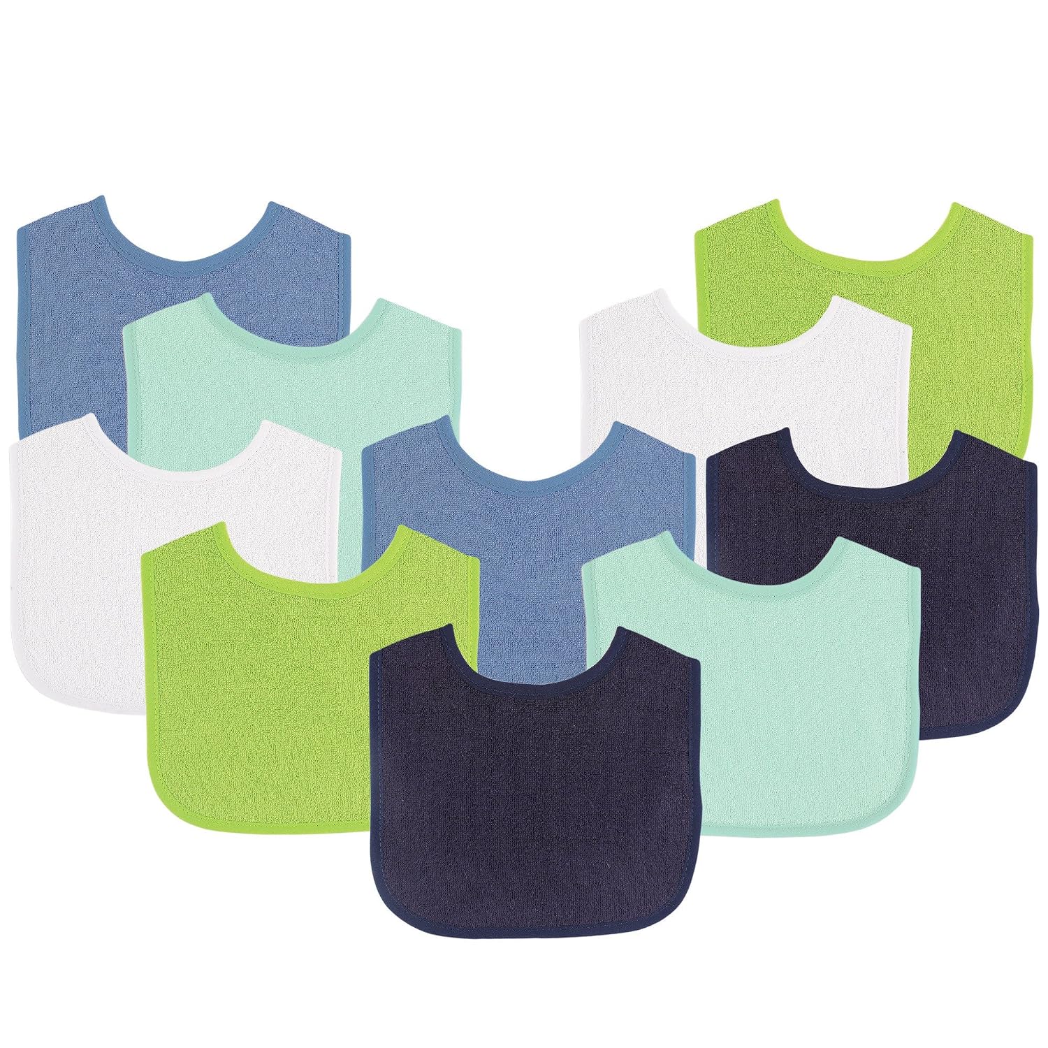 Luvable Friends Unisex Baby Cotton Terry Bibs, Boy Solid Green, One Size