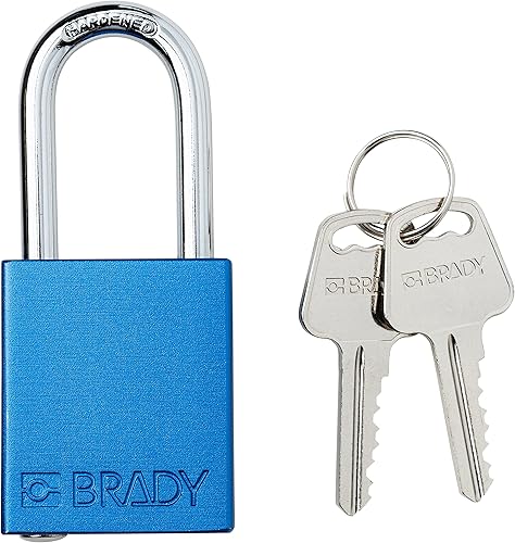 Miniatura 2 de Brady SDAL-BLU-38ST-KA6 - Juego de candados de bloqueo de seguridad, paquete de 6, color azul, con igual llave, 2 llaves por candado