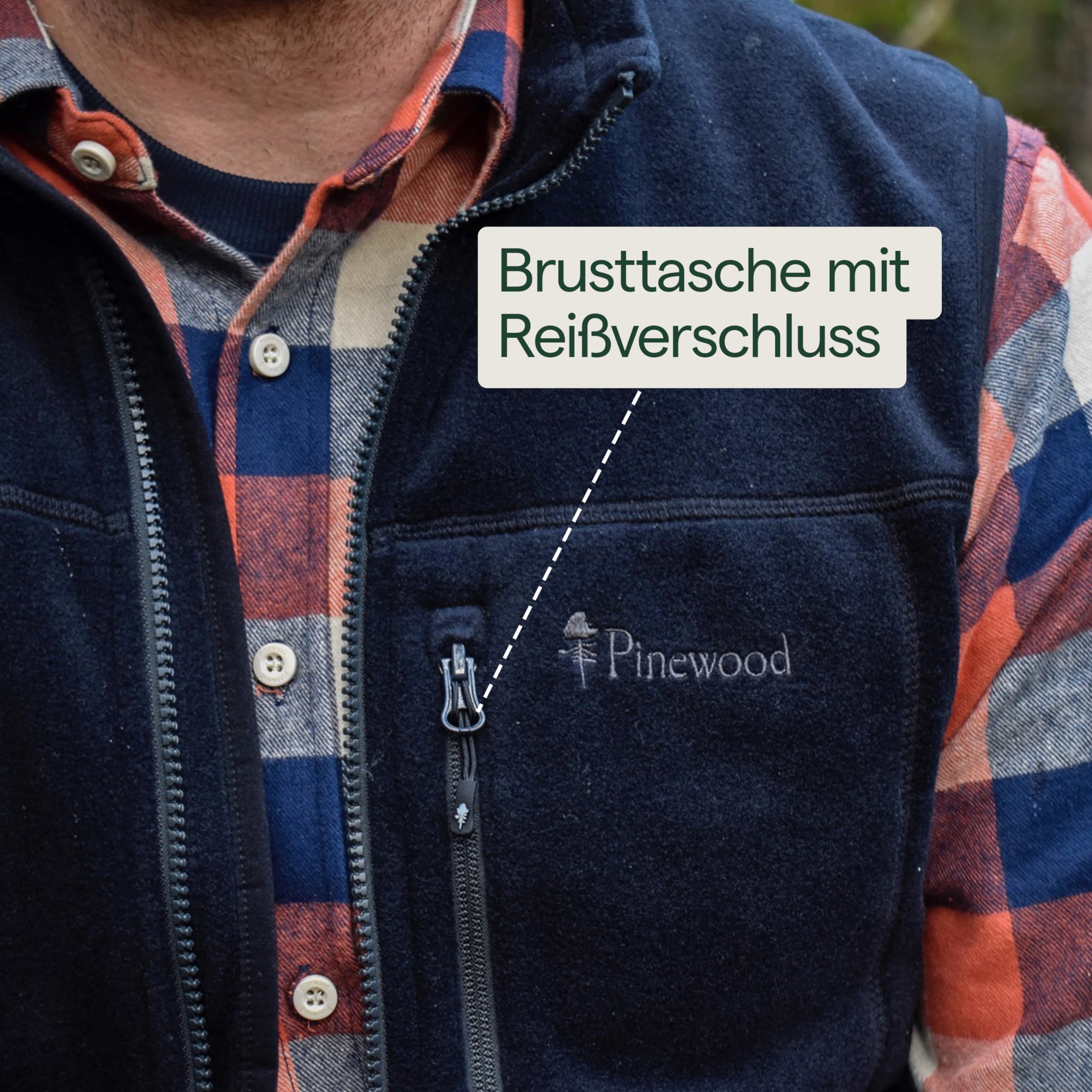 Pinewood Herren Fleeceweste, ärmellose grün, schwarz, oder blaue Outdoor Weste aus 100% übergebliebenen Stoffe, ideales Fleece für die Jagd und zum Wandern