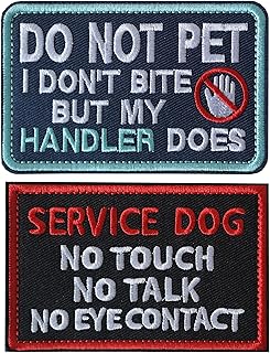 J.CARP 2 Pieces No Touch No Talk No Eye Contact Dog Patches Full Embroidered Badge Patch for Dogs Harness Vest Clothes