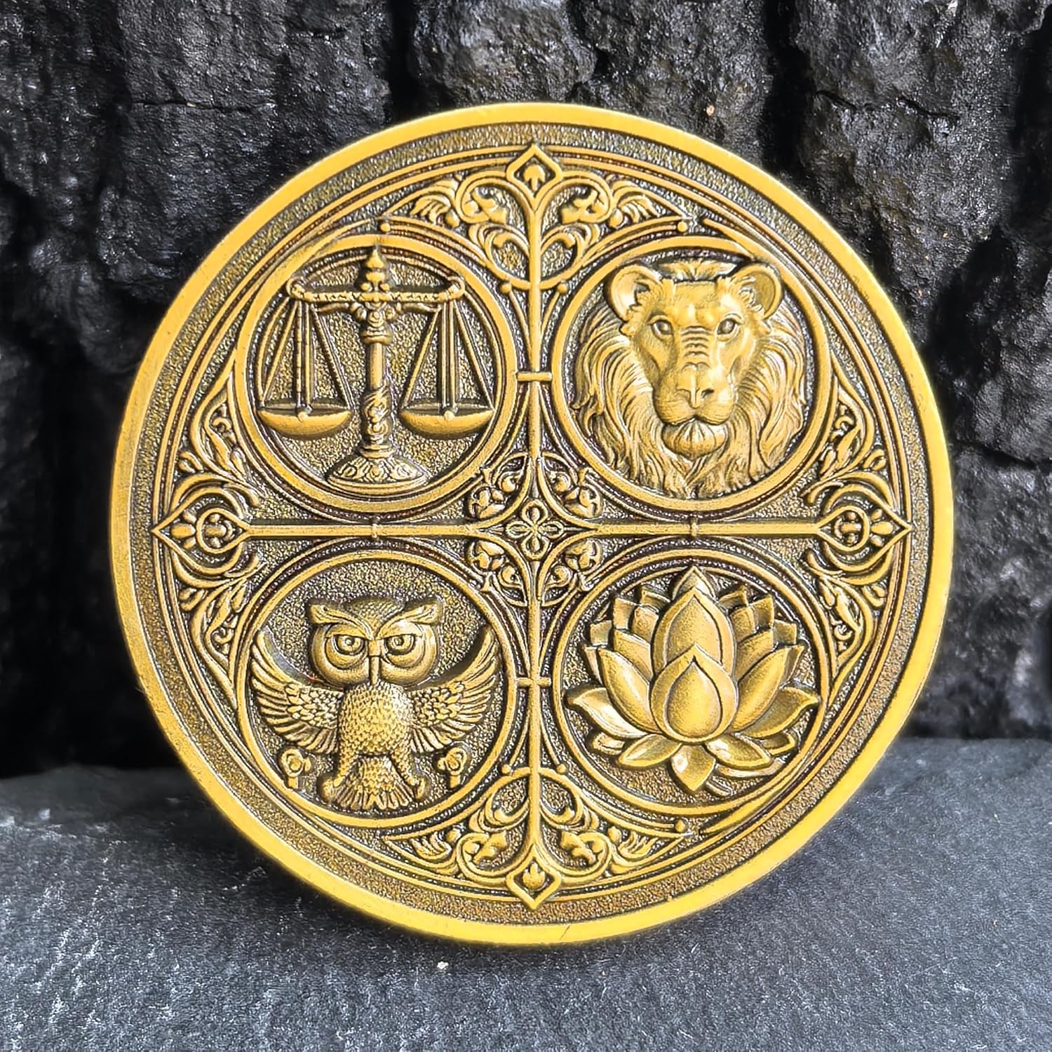 The Cardinal Virtues Stoic Coin with Symbols of Justice, Courage, Wisdom, and Temperance (Pack of 10)