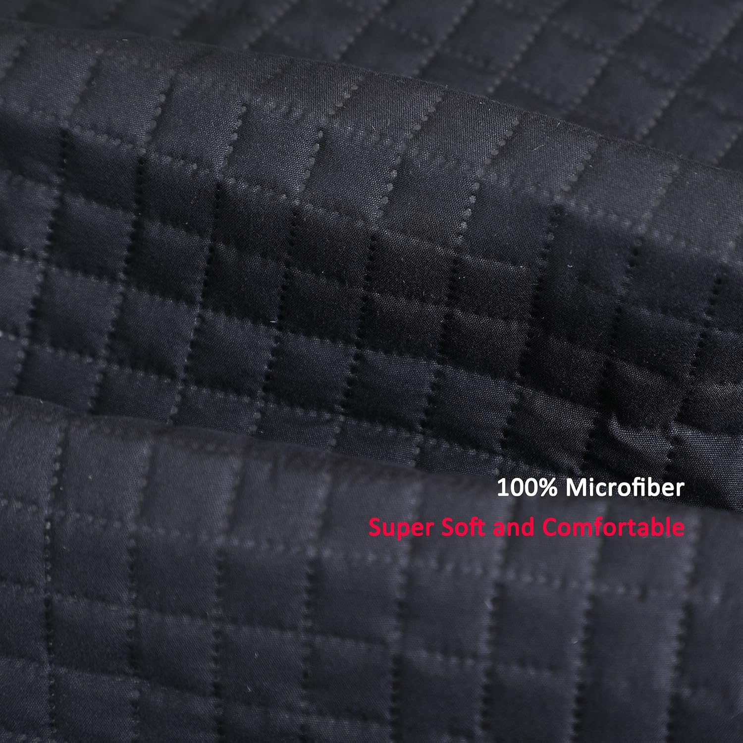 ALPHA HOME Quilted Bed Quilt Queen Size 86"*86" Polyester Lightweight Checked Bedspread Quilt Machine Washable One Piece Duvet Cover Reversible Cozy Coverlets for All Seasons,Black