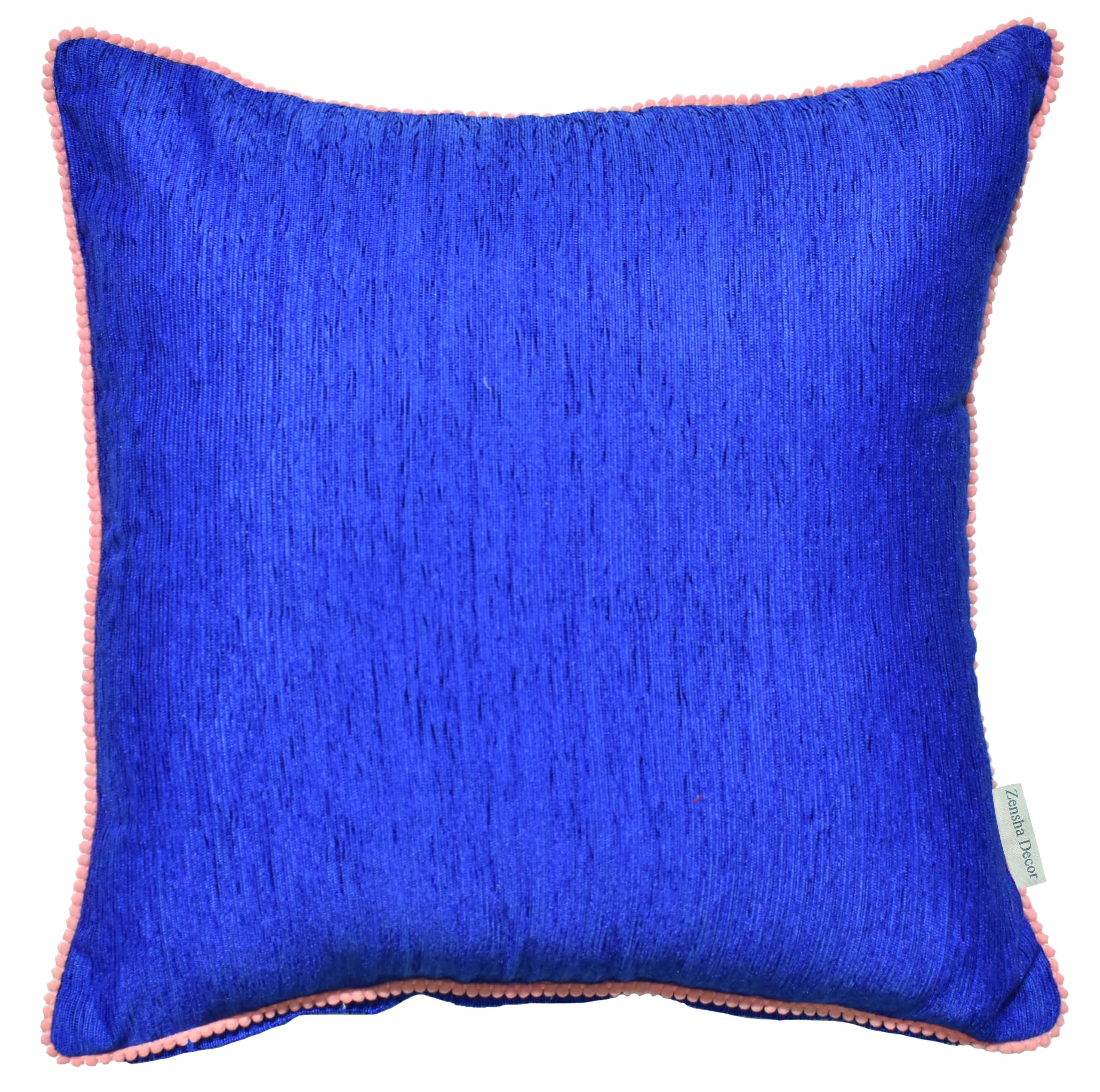 Royal Blue Solid Velvet Cushion Cover Pack of 1 for Sofa, Bedroom & Living Room-image-21