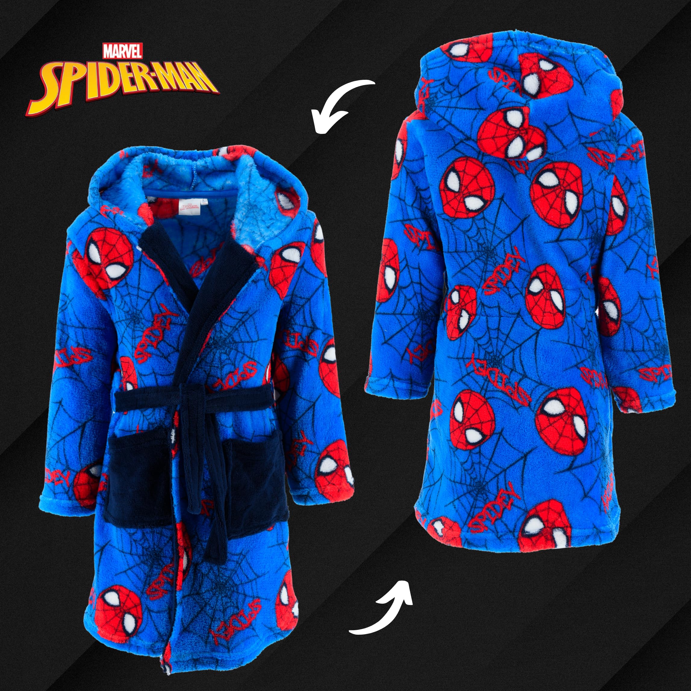 Spiderman Robe de Chambre Garçons Doux Maison Enfants Taille 6 Ans Bleu
