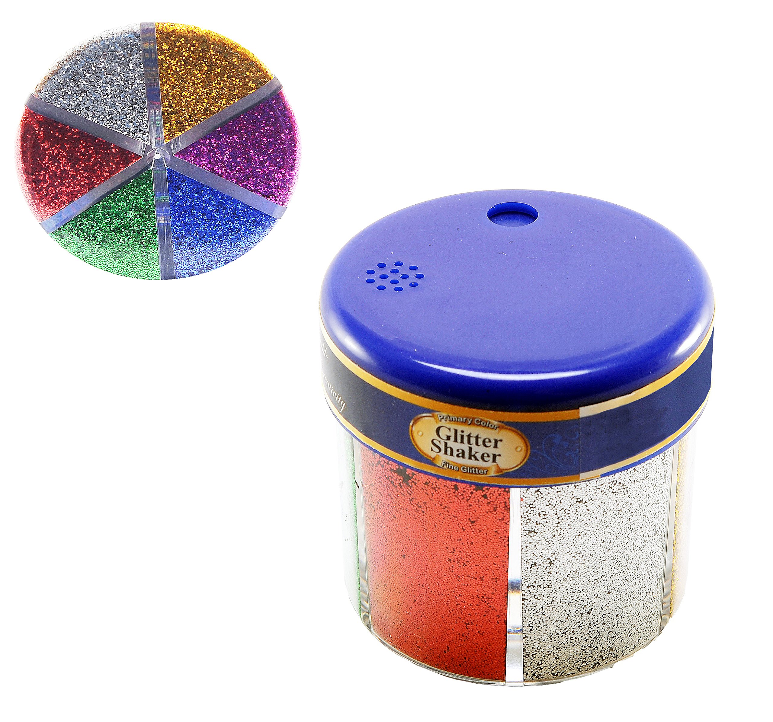 Classic Color Glitter Shaker, Pour Spout/Shaker Holes, 60g / 2.17 oz. - 6 Colors: Blue, Green, Red, Silver, Gold, Pink. (1-Pack)
