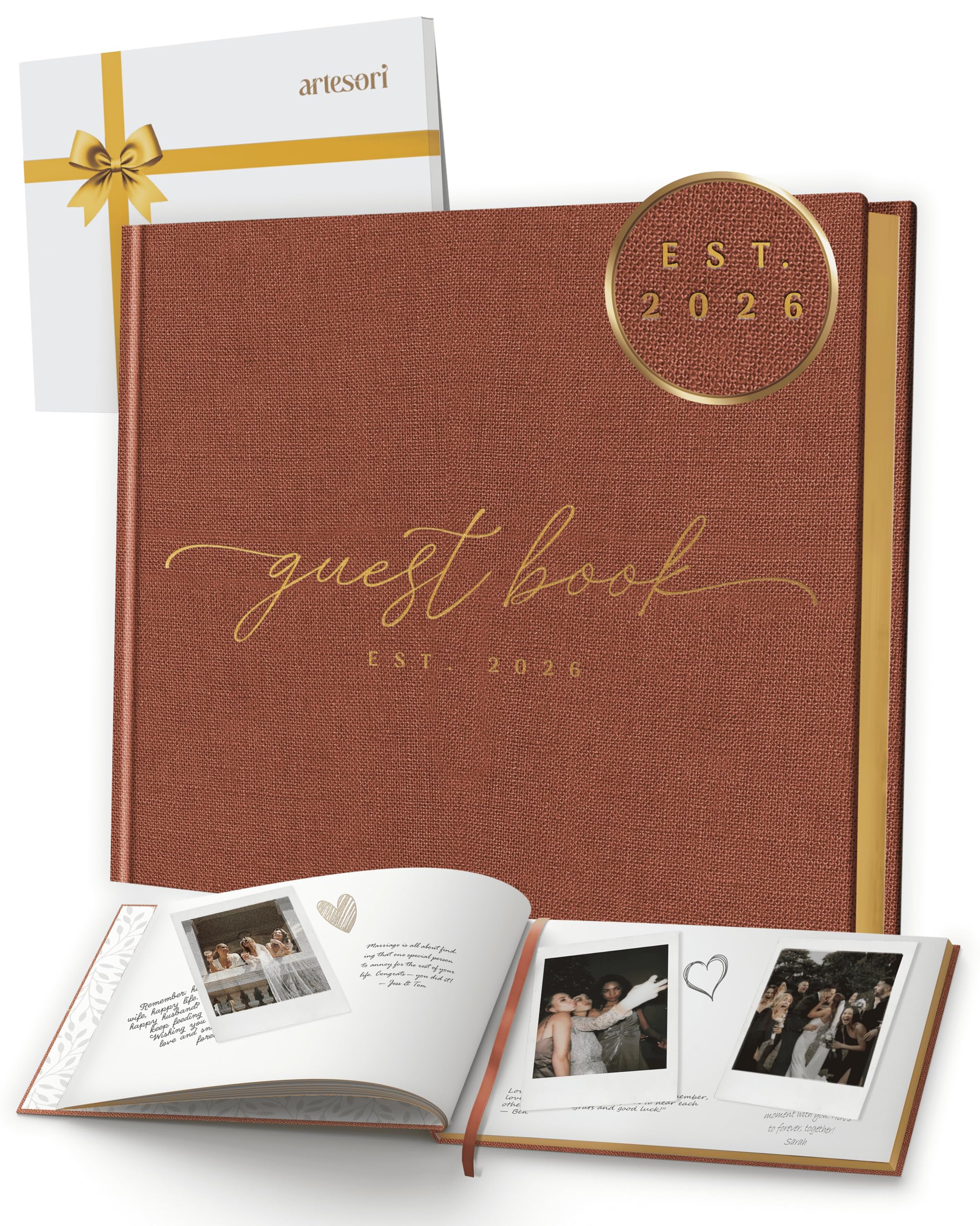 Est. 2026 Edles Gästebuch mit 100 Blanko-Seiten – Leinen-Gästebuch zum Unterschreiben für besondere Anlässe – Hochzeit, Babyparty, Geburtstagsparty – Hardcover Gästebuch zum Einfügen von Fotos