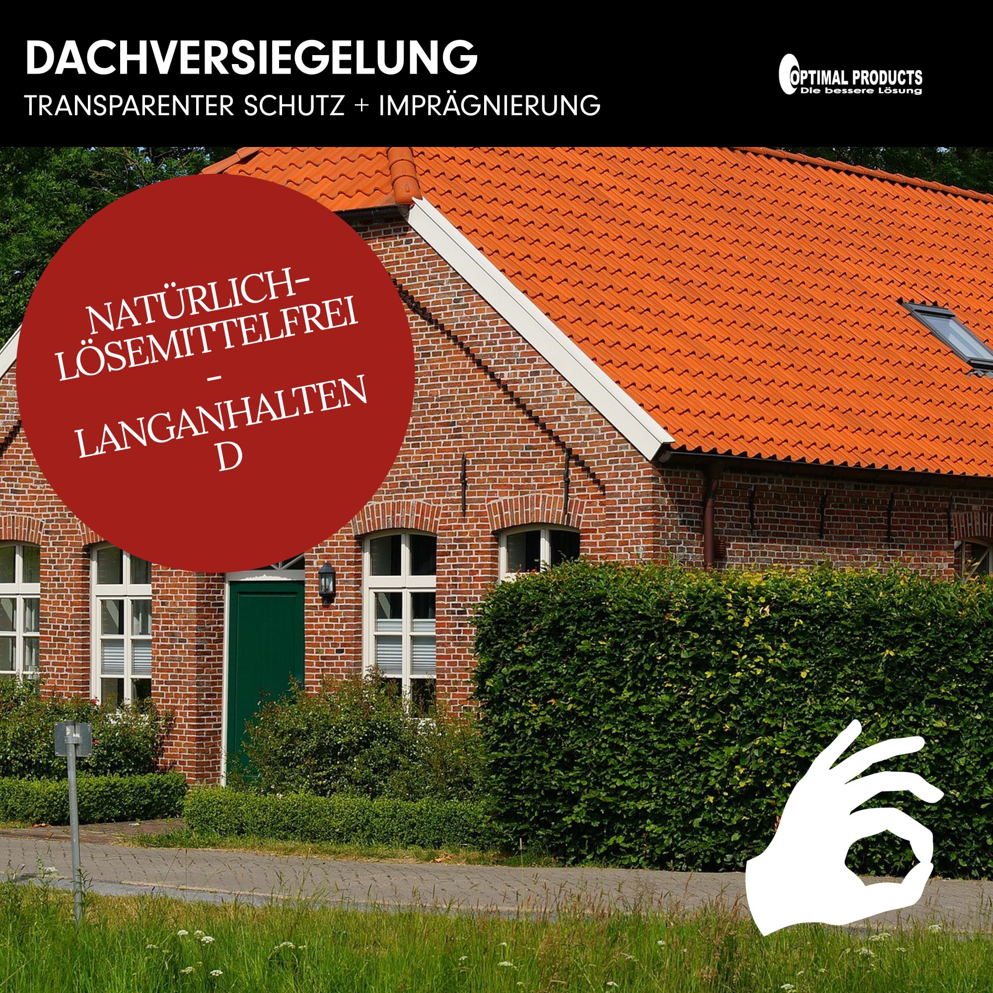 Optimal Products Dachversiegelung/Imprägnierung | Atmungsaktive Langzeitschutz-Versiegelung mit Hydrophobierung I Mit Abperleffekt I 10 Liter Kanister