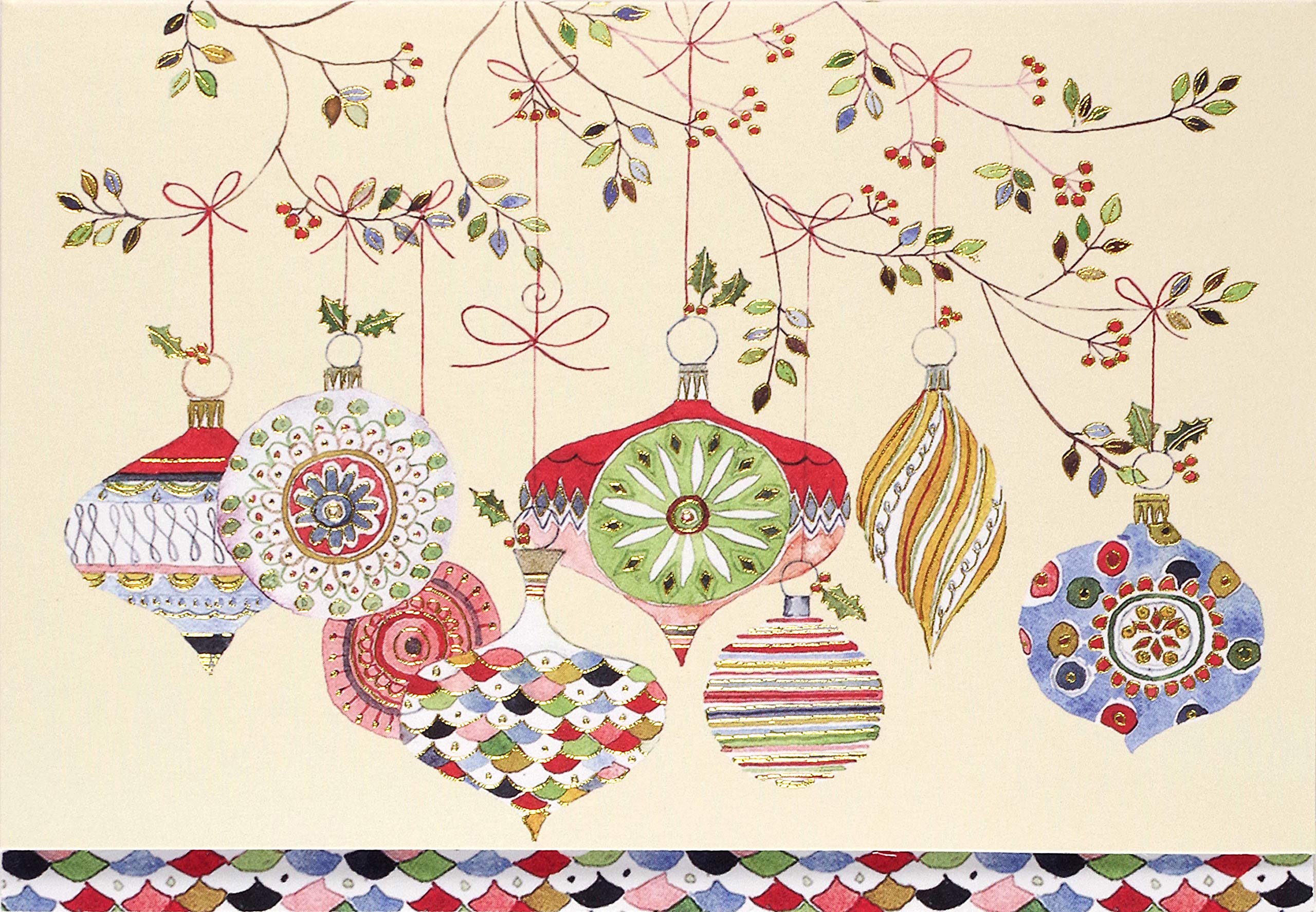 Watercolor Ornaments Small Boxed Holiday Cards (Christmas Cards, Greeting Cards)