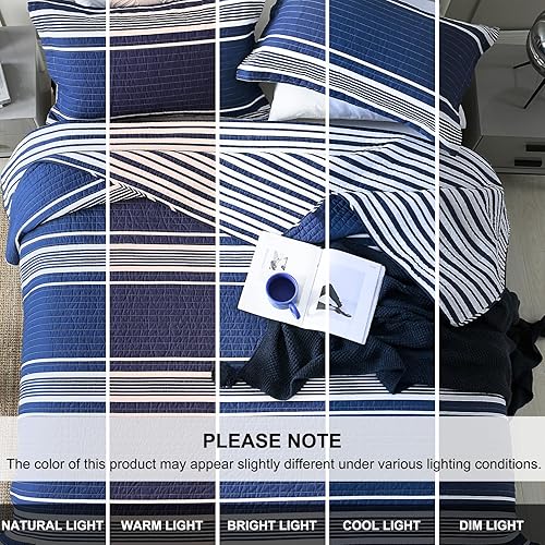 Vista 33 de PERHOM Edredón tamaño Queen – Juego de edredón Queen 100% algodón de fibra larga, colcha floral, juego de ropa de cama, colcha reversible ligera