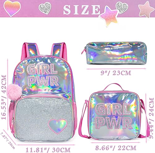 Miniatura 2 de HTgroce Mochila para niñas bolsa de libros primaria para estudiantes mochila escolar bolsa de libros preescolares para niñas con caja de almuerzo