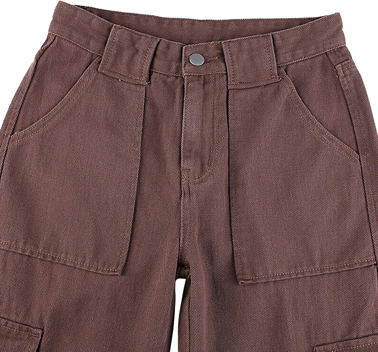 Women's Y2K Fashion Wide Leg High Waist Loose Fit Cargo Jeans Denim Pants Boyfriend Jeans for Teen Girls with Pockets - Image 5