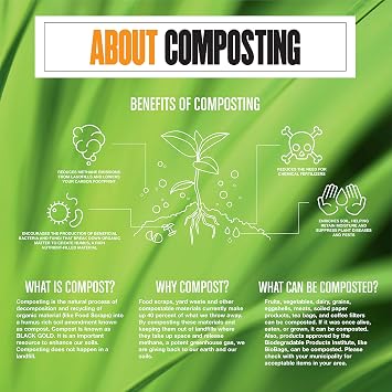 BioBag Green Compostable Produce Bags 11 x 17, Case of 3,200 bags (Made in USA)